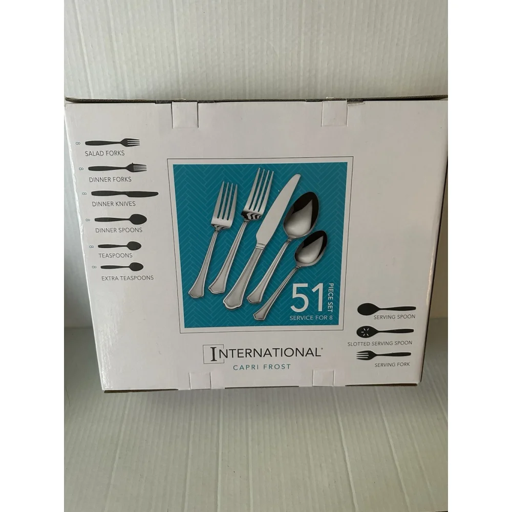 International Capri Frost 51 Pc Flatware Set Service for 8 Stainless Steel NIB